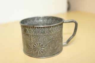 Very Fancy Antique Vintage Tin Cup/mug Tinware