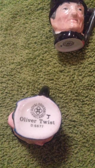 Royal Doulton miniature Vintage Toby Mug Oliver Twist D6677,  1 1/2 