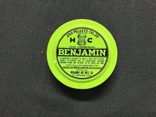 Vintage Hc Benjamin Air Rifle Co.  22 Cal Pellets Tin (empty)