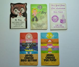 Vintage First Federal Savings,  Elks Lodge Coin Saver Books Dime Quarter Be Foxy