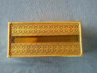 Vtg Metal Gold Tone Filigree Kleenex Tissue Box Holder Midcentury Pretty Design