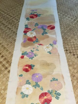 Silk fabric vintage Japanese panel hand painted gold embroidery 49 