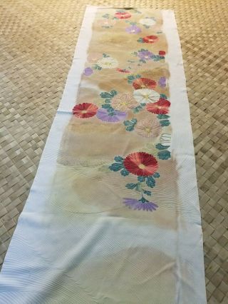 Silk fabric vintage Japanese panel hand painted gold embroidery 49 