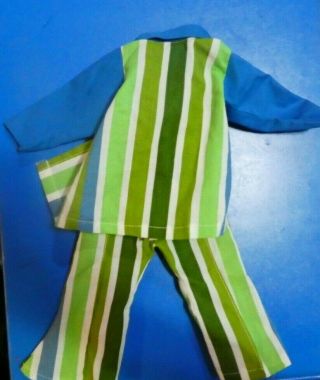 Vintage Ideal Crissy Doll Or Clone Blue And Green Striped Pantsuit