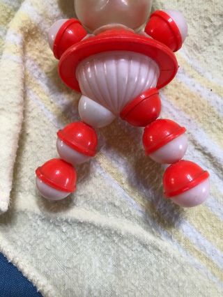 Vtg Hard Plastic Celluloid Baby RATTLE Crib Toy Elastic Strung Puppy Doll Prop 5