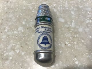 Vintage Sewing Thimble,  Thread Holder “adv.  Bell System”