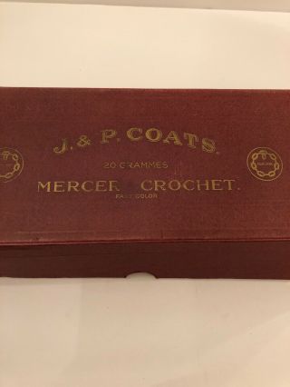 VINTAGE J P COATES MERCER CROCHET BOX OF THREAD/YARN 12 TOTAL & Old Pattern 3