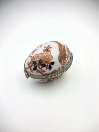 Vintage,  Hand Painted Imari Porcelain Egg,  Trinket Box Neiman Marcus