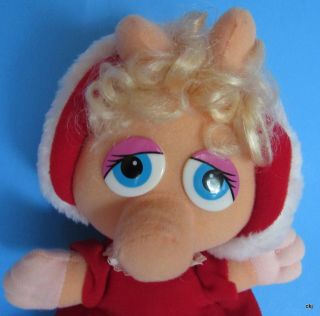 Vtg Cute 1987 Jim Henson Baby Miss Piggy Christmas Carol Plush Toy Pig