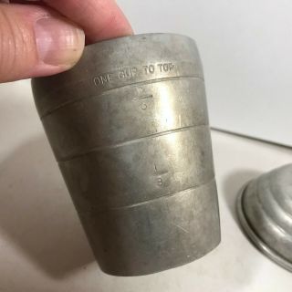 Vintage MIRRO 1 Cup Aluminum Shaker Measuring Cup Tight Fit Lid USA M2623 4