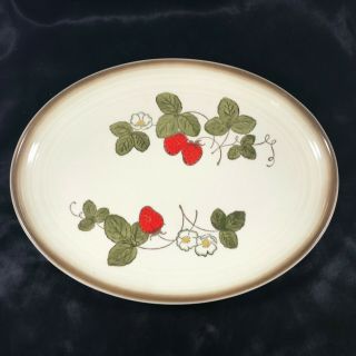 Vintage Metlox Poppytrail California Strawberry Oval Serving Platter 13 - 1/4”