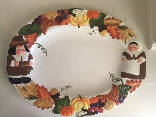 Vintage The Pilgrim Pair Publix Thanksgiving Turkey Platter 2015
