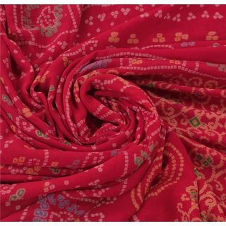 Sanskriti Vintage Saree Pure Georgette Silk Bandhani Printed Sari Craft Fabric 4