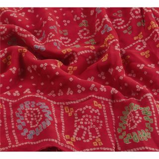 Sanskriti Vintage Saree Pure Georgette Silk Bandhani Printed Sari Craft Fabric 5