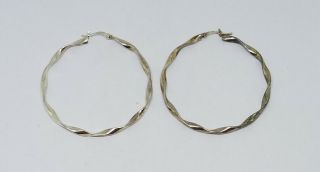 Vintage Estate Jcm Sterling Silver Large Twist Hoop Earrings Jewelry
