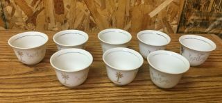 8 Vintage Porcelain Salt Cellars Gold Trim Palm Trees Open Salts Or Egg Cups