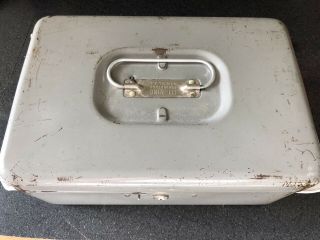 Vintage Lit - Ning Gray Metal Industrial Storage Cash Money Box Made In Usa