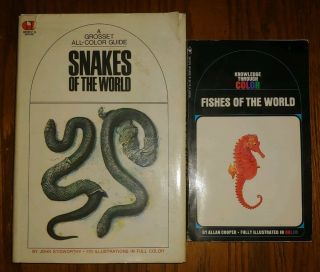 2 Books Snakes Of The World Hc/dj Vintage Fishes Of The World Pb