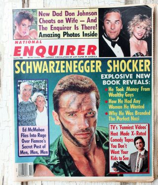 Vtg National Enquirer April 3 1990 Schwarzenegger Shocker Don Johnson Cheats