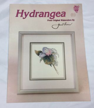 Vintage 80s Hydrangea Cross Stitch Pattern Green Apple Inc Janet Powers