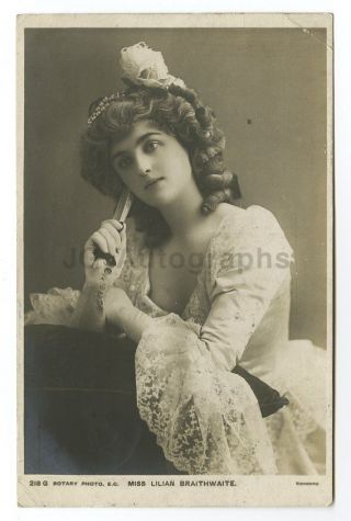Lilian Braithwaite - English Stage Actress - Vintage Silver Print Postcard