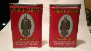 2 Vintage Prince Albert Crimp Cut Tobacco Tins
