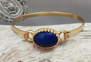 Vintage Avon Blue Glass Stone Hinged Bangle Bracelet