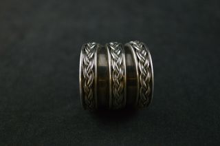 Vintage Sterling Silver Weave Wide Band Ring - 8.  8g