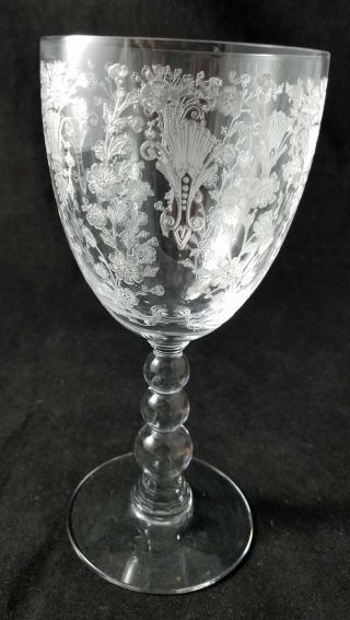 Vintage Duncan & Miller Elegant Etched Glass " First Love " 8 Oz.  Water Goblet