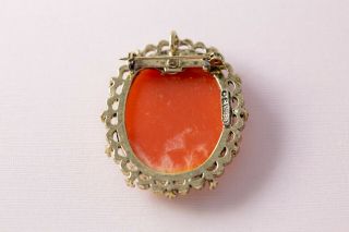 Vtg Vintage Jewelry Signed Gerry ' s Molded Cameo Brooch Pin Pendant 2