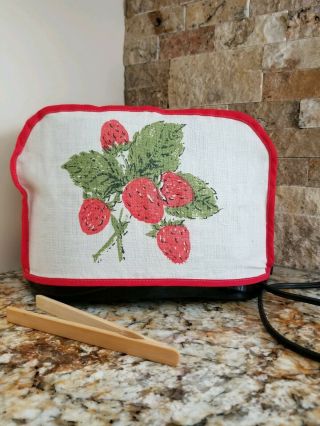 Vintage Toaster Cover Linen Cream And Red Retro Kitschy Kitchen Decor Rv Toaster