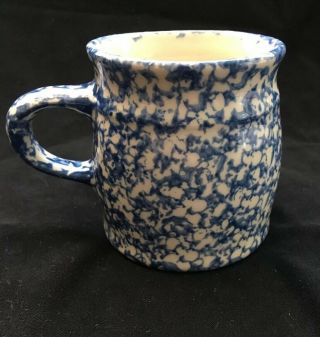 Vintage Gerald E.  Henn Workshops Blue Spongeware Roseville 10 Oz Coffee Mug