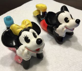 2 Vintage Ceramic Figures Disney’s Mickey And Minnie Mouse Ca.  1970’s To 80’s