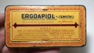Vintage Ergoapiol - Smith Capsules Advertising Medicine Tin