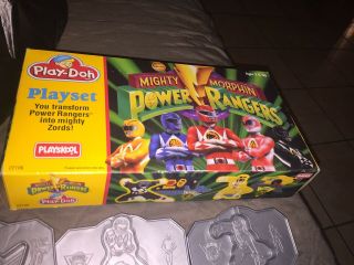 1994 Vintage Power Rangers Play - Doh Set (6) Double Sided Cookie Cutters Zords