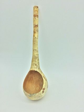 Myrtle Wood Thin Shell Carved Tribal Scoop Spoon Large 13 - 1/2  Vintage Art