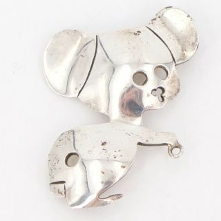 Vtg Sterling Silver - Mexico Taxco Mouse Charm Holder Brooch Pin - 15.  5g