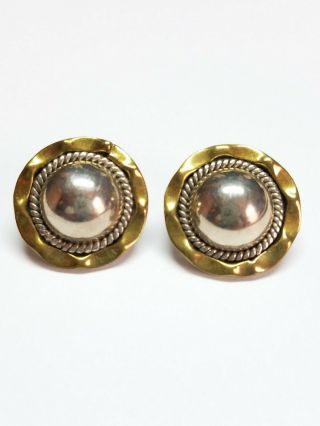 Vintage 925 Sterling Silver Button Style 12g Earrings