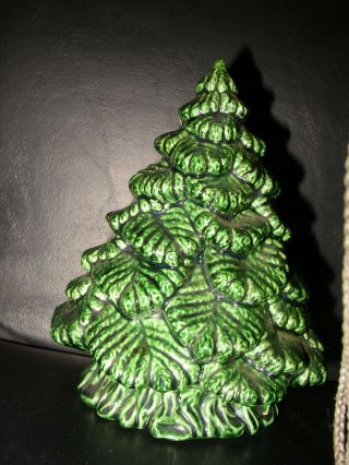 Vintage,  Hand Painted,  Ceramic Christmas Tree Napkin Holder,  Holiday Decor