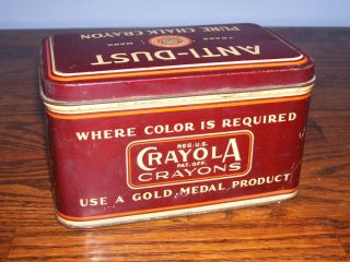 Vintage Anti - Dust Pure Chalk Crayon Tin Half Full.  Look 4