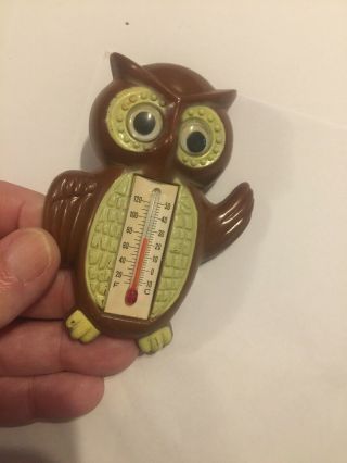Vintage Arjon Owl Fridge Magnet Thermometer 3.  5 Inches