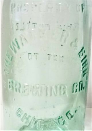 Vintage The Wacker & Birk Brewing Co,  Chicago,  Il Green Bottle Crown Top.