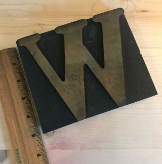 Vintage Letterpress Wood Type Large W