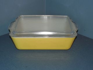 Vintage Pyrex Primary Colors Yellow Refrigerator Dish & Lid 503 - 1 1/2 Qt.