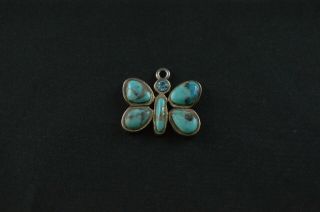 Vintage Sterling Silver Turquoise Stone Butterfly Pendant - 5g