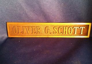 Vintage Name Plate Office Door Metal Brass Oliver Schott Salvage Hardware