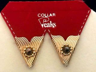 Vintage Textured Brass Western Collar Tips Nbw