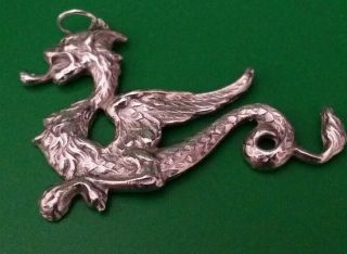 Vintage Silver Tone Dragon Pendant