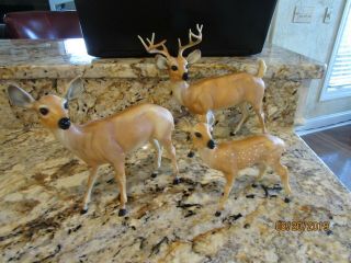 Breyer Mold Co.  Deer Family: Buck,  Doe And Fawn,  Vintage 1970s,  Traditional