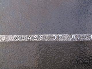 Sterling Silver Textured Herringbone 5 Mm Class Of 91 Vintage 3.  9 G - 7 " Bracelet